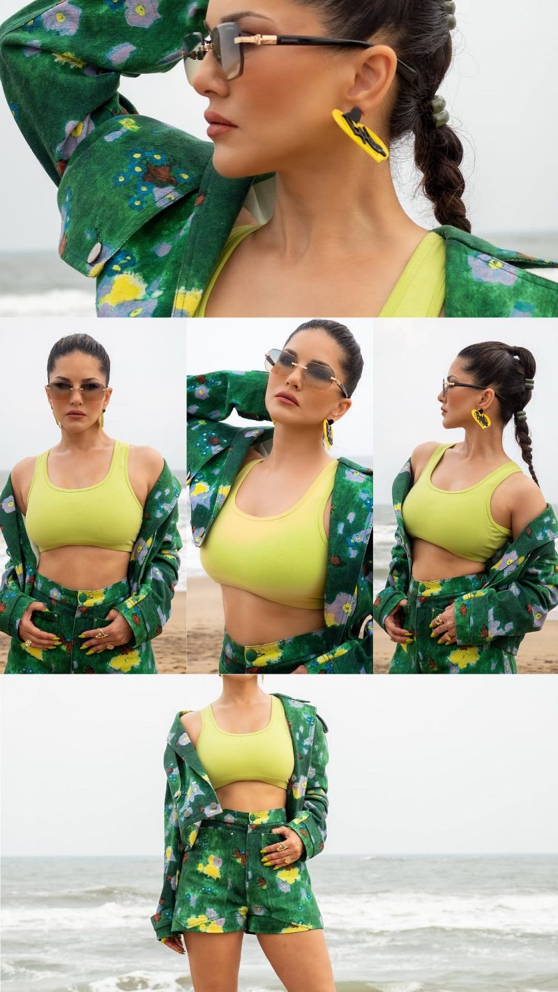 Sunny Leone Stuns in Colorful Co-Ord Set at the Beach - Sunny Leone Nails Her Beach Outfit With Vibrant Co-Ord Set- Check Pictures