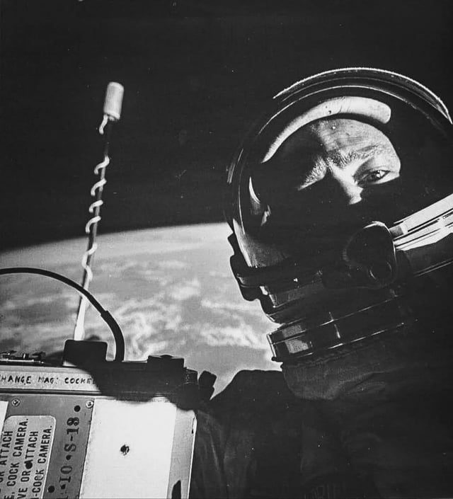 Buzz Aldrin's Historic Self-Portrait in Space, 1966 - The First Self Portrait In Space, Taken By Buzz Aldrin In 1966