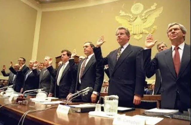 Tobacco Executives Testify on Nicotine's Addictiveness in 1994 - Tobacco Company CEOs Declaring Under Oath In An American Court That Nicotine Is Not Addictive In 1994